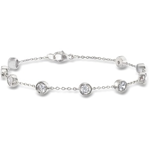 image:imageRossSimons 220 ct tw BezelSet CZ Station Bracelet in Sterling SilverCubic Zirconia