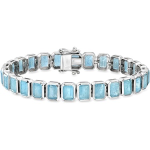 image:imageRossSimons 2500 ct tw BezelSet Aquamarine Bracelet in Sterling Silveraquamarine