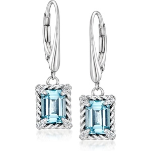 image:imageRossSimons 260 ct tw Sky Blue Topaz Drop Earrings With White Topaz in Sterling Silver