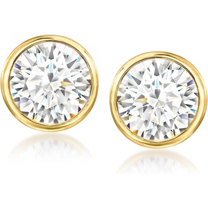 image:imageRossSimons 300 ct tw BezelSet CZ Stud Earrings in 18kt Gold Over Sterling