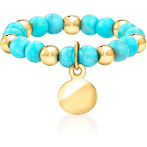 image:imageRossSimons 335mm Turquoise and 10kt Yellow Gold Bead Stretch Ring With Disc CharmCreated Turquoise