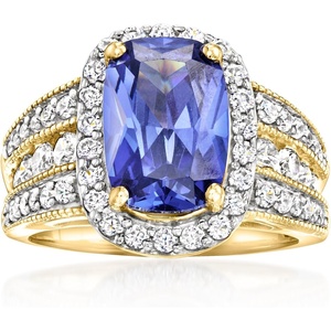 image:imageRossSimons 440 Carat Simulated Sapphire Ring With 100 ct tw Czs in 18kt Gold Over SterlingSapphire