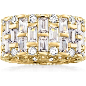 image:imageRossSimons 655 ct tw Baguette and Round CZ Eternity Band in 18kt Gold Over SterlingCubic Zirconia