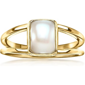 image:imageRossSimons 6x8mm Cultured Baroque Pearl OpenSpace Ring in 18kt Gold Over Sterling