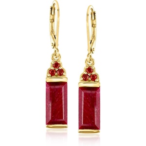 image:imageRossSimons 700 ct tw Ruby and 10 ct tw Garnet Drop Earrings in 18kt Gold Over Sterling