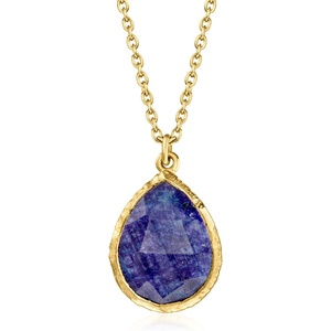 image:imageRossSimons 750 Carat BezelSet Sapphire Necklace in 18kt Gold Over Sterling 18 inches