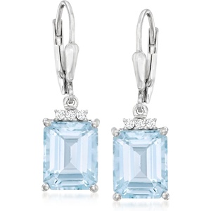 image:imageRossSimons 775 ct tw Sky Blue Topaz Drop Earrings With 10 ct tw White Topaz in Sterling Silver