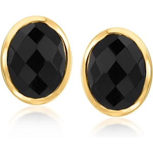 image:imageRossSimons BezelSet Onyx Stud Earrings in 18kt Gold Over Sterling