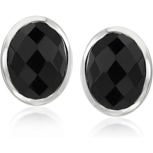 image:imageRossSimons BezelSet Onyx Stud Earrings in Sterling Silver