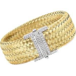 image:imageRossSimons Charles Garnier Aurora 110 ct tw CZ Wide Cuff Bracelet in 18kt Gold Over Sterling With Sterling Silver 7 inches