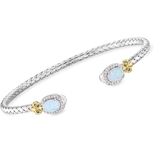 image:imageRossSimons Charles Garnier LOpal LabGrown Opal Cuff Bracelet With 20 ct tw Czs in Sterling Silver and 18kt Gold Over Sterling 75 inches