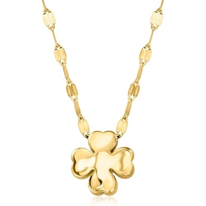 image:imageRossSimons Italian 10kt Yellow Gold Puffed Clover NecklaceNo Gemstone