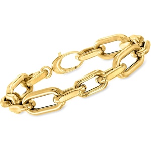 image:imageRossSimons Italian 14kt Yellow Gold Alternating Paper Clip Link Braceletno gemstone