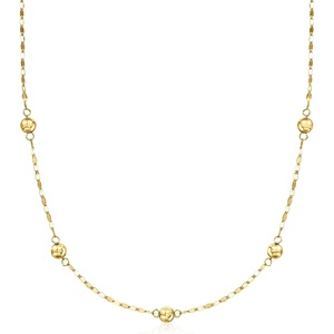image:imageRossSimons Italian 14kt Yellow Gold Bead Station LumachinaChain NecklaceNo Gemstone