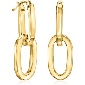 image:imageRossSimons Italian 14kt Yellow Gold Removable Paper Clip Link Hoop Drop Earrings