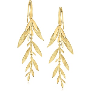 image:imageRossSimons Italian 18kt Gold Over Sterling Leaf and Branch Drop Earrings