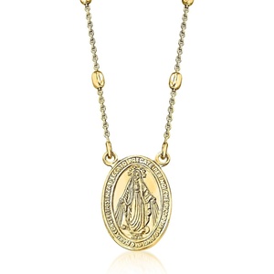 image:imageRossSimons Italian 18kt Gold Over Sterling Miraculous Medal Bead Station NecklaceNo Gemstone