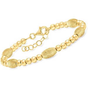 image:imageRossSimons Italian 18kt Gold Over Sterling Textured and Polished Bead Bracelet 7 inches