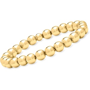 image:imageRossSimons Italian 8mm 18kt Gold Over Sterling Bead Stretch Braceletno gemstone