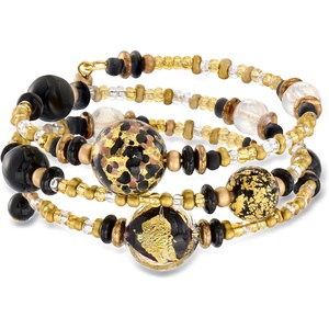 image:imageRossSimons Italian Black and GoldColored Murano Glass Bead Wrap Bracelet