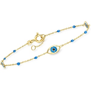 image:imageRossSimons Italian Blue and Black Enamel Evil Eye Station Bracelet in 14kt Yellow Goldno gemstone