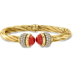 image:imageRossSimons Italian Carnelian and 130 ct tw CZ Twisted Cuff Bracelet in 18kt Gold Over Sterlingcarnelian