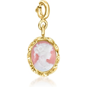 image:imageRossSimons Italian Pink Porcelain Cameo Charm in 18kt Gold Over Sterling