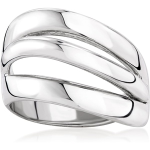 image:imageRossSimons Italian Sterling Silver 3Row Wave RingNo Gemstone