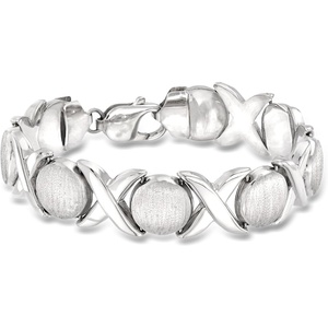 image:imageRossSimons Italian Sterling Silver Brushed and Polished XoLink Braceletno gemstone