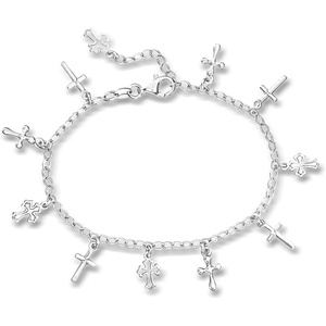 image:imageRossSimons Italian Sterling Silver Cross Charm Braceletno gemstone