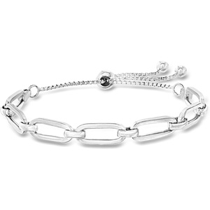 image:imageRossSimons Italian Sterling Silver Paper Clip Link Bolo Bracelet