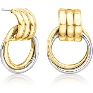 image:imageRossSimons Italian Sterling Silver and 18kt Gold Over Sterling Circle Drop Earrings