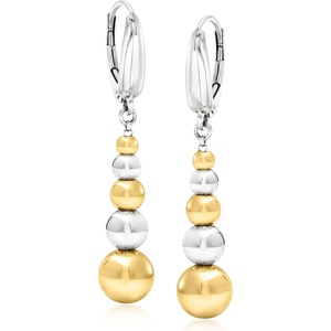 image:imageRossSimons Italian Sterling Silver and 18kt Gold Over Sterling Graduated Bead Drop Earrings