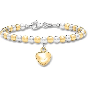 image:imageRossSimons Italian Sterling Silver and 18kt Gold Over Sterling Heart Bead Braceletno gemstone