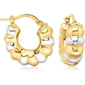 image:imageRossSimons Italian Sterling Silver and 18kt Gold Over Sterling Ribbed Hoop Earrings