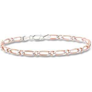 image:imageRossSimons Italian Sterling Silver and 18kt Rose Gold Over Sterling FigaroLink Braceletno gemstone