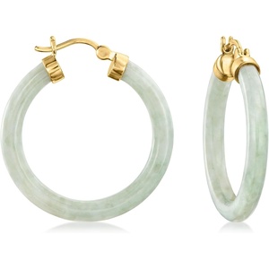 image:imageRossSimons Jade Hoop Earrings With 18kt Gold Over Sterling