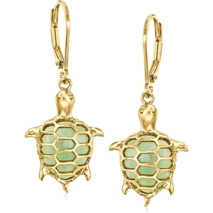 image:imageRossSimons Jade Turtle Drop Earrings in 18kt Gold Over Sterling