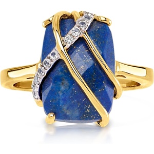 image:imageRossSimons Lapis and 10 ct tw White Topaz Ring in 18kt Gold Over SterlingLapis Lazuli