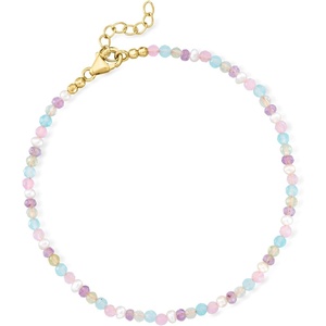 image:imageRossSimons MultiGemstone Bead and 335mm Cultured Pearl Anklet in 18kt Gold Over Sterling 9 inches