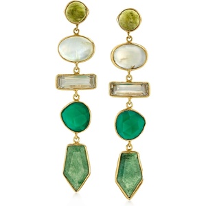 image:imageRossSimons MultiGemstone and 525 ct tw Prasiolite Drop Earrings in 18kt Gold Over Sterling