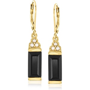 image:imageRossSimons Onyx Drop Earrings With 152mm Cultured Pearls in 18kt Gold Over Sterling