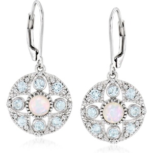 image:imageRossSimons Opal and 170 ct tw Sky Blue Topaz Drop Earrings With 20 ct tw White Zircons in Sterling Silver