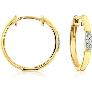 image:imageRossSimons Pastel Yellow Enamel Hoop Earrings With Diamonds in 18kt Gold Over Sterling