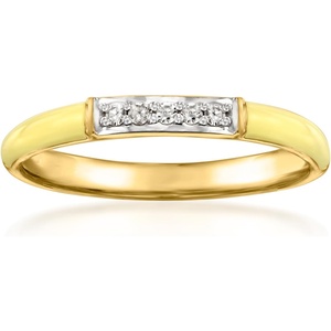image:imageRossSimons Pastel Yellow Enamel Ring With Diamonds in 18kt Gold Over SterlingDiamond