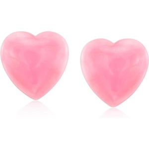 image:imageRossSimons Pink Jade Heart Earrings in 18kt Gold Over Sterling