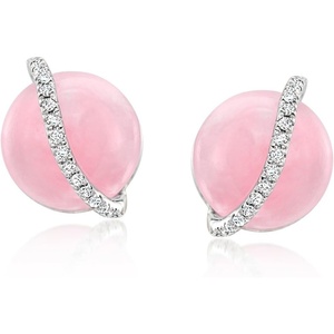 image:imageRossSimons Pink Jade and Diamond Swirl Earrings in Sterling Silver