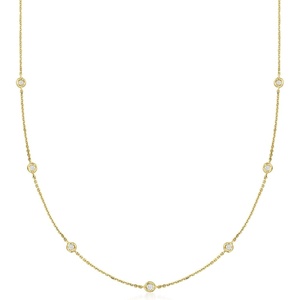image:imageRossSimons Pure Collection 020 ct tw Diamond Station Necklace in 14kt Yellow Gold 16 inches
