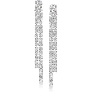 image:imageRossSimons RhodiumPlated 2Row Linear Drop Earrings With 775 ct tw Czs