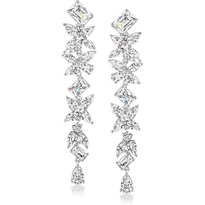 image:imageRossSimons RhodiumPlated Floral Drop Earrings With 1190 ct tw Czs